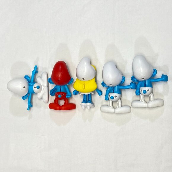 Set Burger King 2016 Lost Village Smurf 5" Plastic Action Figures Moving Arms - Picture 7 of 11